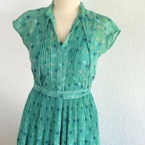 ❤️Adorable Palm Tree Mint Green Pleated Mini dress, twee, Optimistic Millennial